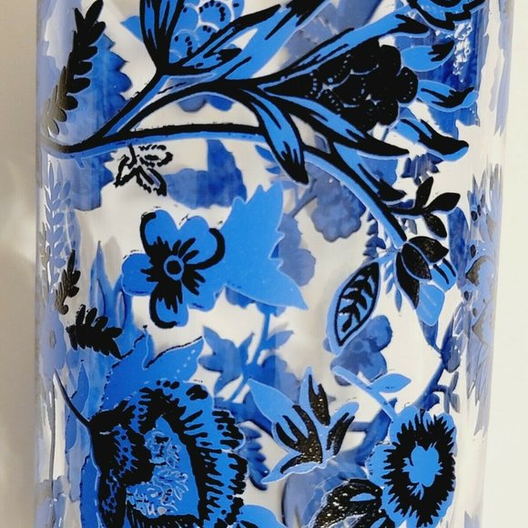 (4) Lot Royal Norfolk Royal Blue Navy Blue White Floral Tall Drinking Glasses - Picture 5 of 16